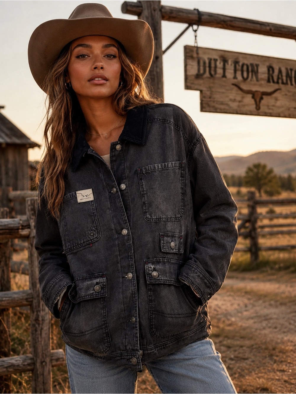 Free People a We The Free Sweet Talk Denim Barn Coat NWT Size S